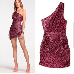 RAMY BROOKE Exclusive Linda One-Shoulder Mini
Dress in Pink leopard XS $525
